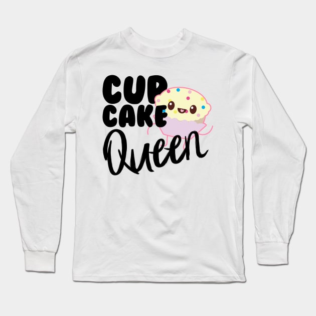 Cup Cake Queen Long Sleeve T-Shirt by SusurrationStudio